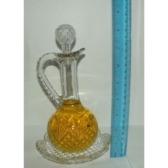 Avon Cruet Cologne Set Moodwind Cologne Vtg glass decanter saucer 8 fl oz w/box - Picture 4 of 14